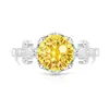 Anillo de Corona Cortada con Fuegos Artificiales de Piedras Preciosas de Colores Más Vendido en Tiktok para Mujeres, Diamante de Alto Carbono Chapado en Oro, Anillo Versátil de Moda, Dropshipping para Transmisiones en Vivo