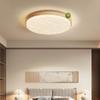 Luminária de Teto Estilo Madeira Natural, Proteção Ocular de Espectro Completo, Luz Principal Circular Inteligente Criativa para Quarto, Iluminação de Varanda, Moderna e Simples