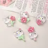 Accesorios de Resina DIY de Dibujos Animados, Pinzas para el Cabello de Gato con Flores de Primavera, Fundas para Teléfono, Hebillas para Zapatos, Llaveros, Colgantes y Decoraciones