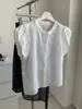 Exquisita camisa fina de ramio retro para mujer, estilo coreano suave, petite con cuello redondo, con mangas abullonadas pequeñas, camisa babydoll para verano