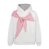 Sudadera con Capucha Suelta Estilo Coreano Soul Sweet de Bloques de Color con Cordón en el Cuello, Diseño Único, Chaqueta Blanca