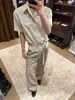 Camisa de manga corta a rayas con lazada para hombre y mujer, de verano, fluida, antiarrugas, estilo old money, casual, corte limpio