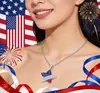 Pendientes de Estrella y Corazón del Día de la Independencia Más Vendidos Transfronterizos y Conjunto, Creativo Collar y Pendientes de Estrella y Corazón Completamente Diamantados