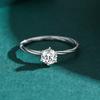 Anillo de plata esterlina S925 para mujer, estilo transfronterizo europeo y americano, con seis garras de diamante simulado, cerrado, chapado en platino.