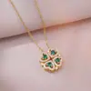 Collar para Mujer, Transfronterizo, Dos Formas de Usar, Flor de Cuatro Hojas Corazón, Corazón que se Abre y Cierra, Plegado de Amor, Lujo Ligero, Cadena de Clavícula de Gama Alta