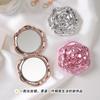 Espejo Mini Lindo Pequeño Plegable Portátil Estilo Simple Flor Rosa Onda de Agua Espejo de Mano de Bolsillo Portátil