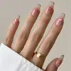 Uñas Almendradas Portátiles, Uñas Largas Estilo Europeo y Americano, Estilo Dulce y Fresco, Arte de Uñas con Pedrería Estrella Cruzada Blanco y Negro, Puntas de Uñas Postizas, Pegatinas para Uñas