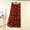 Nova saia de bolo de verão para mulheres, feita de seda de algodão, moderna e rejuvenescedora, fina, solta, casual, versátil, saia longa que emagrece