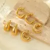 Brincos Geométricos em Forma de C Acessíveis de Luxo Europeus e Americanos Estilo Britânico Elegante Retrô com Textura Brincos Vazados de Alto Padrão Atacado