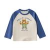 Cotton Hall Camiseta de Algodón Puro para Niños Otoño Niños y Niñas Bebé Dibujos Animados Tops Camisetas de Manga Larga para Niños Transpirables