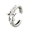 Anel Vintage de Estrela de Cinco Pontas Feminino Estilo Frio Anel de Dedo Estrela Moda Versátil Criativo Anel Aberto