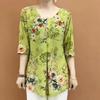 Camisa de verano con estampado floral de mediana edad para madre, primavera y verano, de seda helada, de talla grande, nueva, holgada, estilo extranjero, pequeña, top
