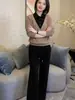 Suéter com gola de camisa de manga longa falso de duas peças, top casual para mulheres, terno casual, novo conjunto versátil de outono que rejuvenesce