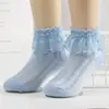 Meias femininas infantis meias de renda para meninas meias de renda para dança infantil meias de rede de cor sólida Branca Rosa Amarela Azul