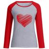 Camiseta de Manga Larga para Mujer de San Valentín Transfronteriza Simple Pluma Amor Estampada Hombro Manga Larga Pareja Camiseta Base