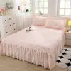 Novo Modelo 2026 Saia de Cama de Gaze Dupla Classe A para Mães e Bebês, Saia de Cama Estilo Coreano com Borda de Renda e Estampa Floral Fresca