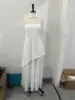 En stock 2025 Comercio Exterior Transfronterizo Nuevo Sexy Vestido con Malla Irregular de Empalme en Forma de Tubo Ventilado con Bufanda