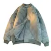 Chaqueta de algodón con estampado de rombos estilo americano, chaqueta de béisbol holgada para hombre de otoño/invierno, chaqueta casual moderna y versátil para pareja