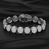 Pulsera de Plata 925 con Moissanita Incrustada de Diamante Completo, Estilo Hip-Hop Europeo y Americano, Moda de Lujo Ligero, Artículo Popular, Unisex