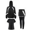 Novo conjunto de yoga de primavera e outono, conjunto feminino, malha fina, cor colorida, conjunto de quatro peças para corrida, esportes, fitness feminino