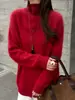 Suéter de lã pura 100% espessado de dupla camada feminino cardigã de botões únicos gola alta escovado outono e inverno novo estilo casaco que rejuvenesce tendência