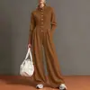 Comercio electrónico transfronterizo eBay Amazon mono de otoño e invierno con cuello alto abotonado para mujer, mono holgado de manga larga de cintura alta y pierna ancha