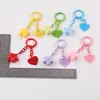 Pintura de Color Caramelo Cadena de Cuatro Secciones Letras Inglesas Corazón Anillo de Resorte Llavero Colgante DIY Accesorios para Mochila Escolar Joyería