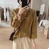 2026 Holgado Estilo Retro Coreano Comercio Exterior Nuevo Camisa de Burbujas Linterna Cuello Redondo Top Camisa de Manga Larga Diseño Simple