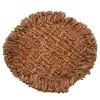 Porta-copos Redondo com Textura Áspera Tingido de Caqui, Base Antiderrapante com Isolamento Térmico, Tapete de Chá com Borda de Franja, Acessório para Cerimônia do Chá, Suporte de Xícara de Chá Doméstico de Tecido Vintage