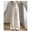 Pantalones blancos de pierna ancha, estilo nuevo, corte ajustado, de seda helada, para mujer, pantalones de temporada Miyama para mujer, estilo veraniego fluido 2026