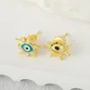 Distrito Lu Nueva Moda Femenina Joyería Temperamento Pequeños Pendientes de Cobre Incrustados con Circonita Pendientes Retro Versátiles Pendientes Pendientes