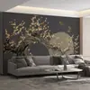 Papel tapiz de fondo de TV para sala de estar estilo chino moderno pintado a mano Flor de ciruelo papel tapiz decorativo de lujo ligero mural de relieve tridimensional impermeable