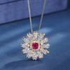 Joyería Zhuang Shengsheng Estilo Coreano Temperamento Femenino Tesoro de Color Conjunto de Margaritas Pequeñas con Piedra Principal de Corindón de Sangre de Paloma Simulado 5*5