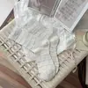 Calcetines de Encaje para Mujer, Calcetines de Media Pantorrilla, Estilo Primavera y Verano, Calcetines de Algodón, Malla Transpirable, Estilo Coreano, Estilo Ballet Ins, Calcetines Arrugados con Botones