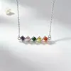 Colgante de Collar Pequeño y Dulce Chapado en Oro de 18 Quilates Colorido y Duradero de Zirconia Geométrica Cuadrada de Siete Colores Nicho Simple Versátil