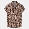 Amazon Comércio Exterior Nova Camisa Masculina Estampa de Leopardo Manga Curta Tamanho Europeu Moda Casual Camisa Solta Lapela para Homens