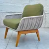 Sofá de Exterior, Ratán y Madera de Teca, Sofá de Ocio para Patio de Villa, Conjunto de Muebles de Madera Maciza de Alta Gama para Patio de Casa de Huéspedes