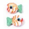 Contas de Vidro Coloridas de Peixinhos Contas de Vidro de Peixinhos Acessórios DIY Furo Reto Pulseira Contas de Vidro de Peixinhos Fofos Atacado