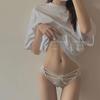 Ropa interior de encaje sexy francesa, pura tentación, lazo cruzado, cómodo, sin costuras, cintura baja, bragas para mujer