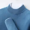 Nova camisa básica de caxemira com gola semimangalha para outono e inverno, suéter de tricô com gola alta de luxo leve