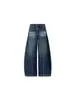 Jeans Retro Azules Estilo Americano de Pierna Ancha para Mujer, Nuevos de Primavera y Otoño Talla Grande de Cintura Alta Adelgazantes Sueltos con Caída y Pierna Curva