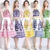 Vestido Retro sin Mangas Estampado de Largo Medio para Adelgazar la Cintura
