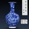 Jarrón de Cerámica Jingdezhen Estilo Nuevo Estilo Chino Nuevo Adorno Sala de Estar Arreglo Floral Decoración de Entrada Estilo Antiguo Cien Flores Porcelana Azul y Blanca