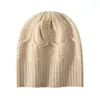 Gorro de cachemira con pliegues 2026 Otoño/Invierno Nuevo para Mujer de Alta Gama Color Sólido Cálido para Exteriores Moda Casual Gorro de Punto