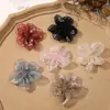 Estilo Coreano Nuevo Todo Fósforo Malla de Seda Brillante Perla Artificial Flor de Cinco Pétalos Diadema Hecha a Mano DIY Pin Lateral Tocados Accesorios para Ropa