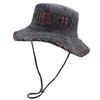 Sombrero de verano para hombre para exteriores, montañismo, pesca, sombrero de pescador de mezclilla occidental de ala grande, algodón lavado estilo étnico, sombrero tipo cubeta a prueba de sol