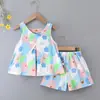 Conjunto Fino de Shorts sin Mangas y Chaleco para Niñas, Conjunto de Dos Piezas de Algodón y Seda para Casa, Conjunto de Tirantes de Algodón y Seda para Niñas