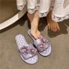 Pantuflas de Satén Estilo Francés para Mujer Verano Hogar Interior Cuatro Estaciones Satén de Gama Alta Primavera y Otoño Suela Suave Silencioso Verano Ropa de Exterior