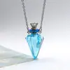 Collar con Colgante de Botella de Aceite Esencial de Vidrio Transparente en Forma de Corazón, Colgante de Botella de Fragancia, Collar Sencillo de Acero de Titanio, Regalo para Amigos y Parejas