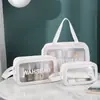 Bolsa cosmética transparente de PVC Bolsa de aseo impermeable de PU bolsa cosmética portátil de gran capacidad bolsa de almacenamiento portátil para viajes